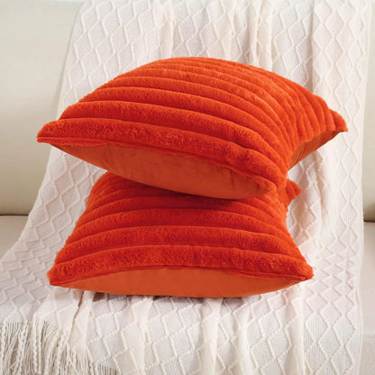 Faux Rabbit Fur Square Cushion Cover 40x40 45x45 Solid Color
