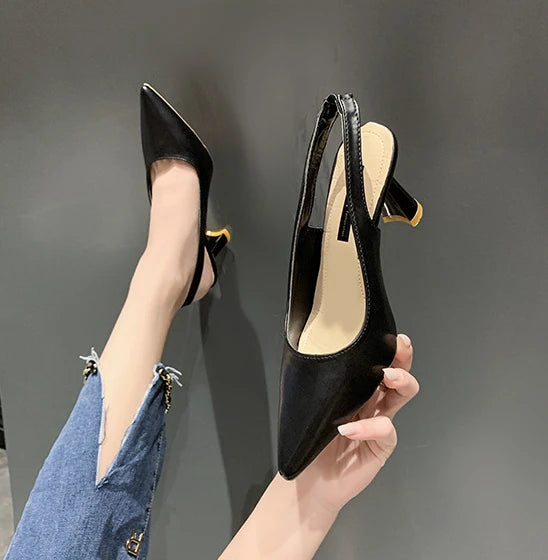 Breathable Pointed Toe Stiletto Heel PU Women's Sandals