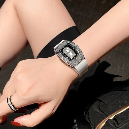 Women Silicone Jelly Quartz Tonneau Watch