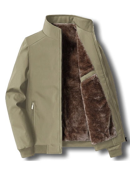 Men's Casual Velvet Jacket with Stand-Up Collar