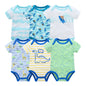 Baby Boy Summer Cotton Bodysuit Set Blue Grey Tie Print