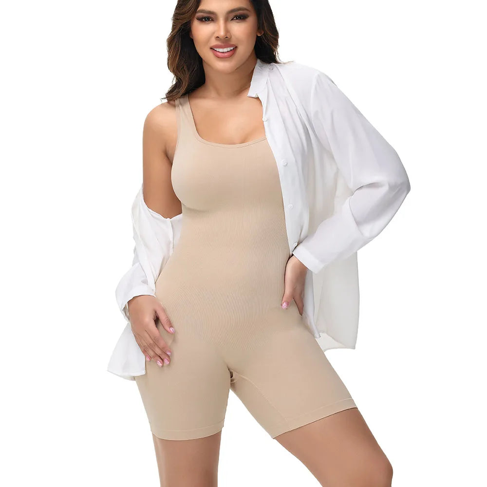 Wide Strap Bodysuit Shapewear for Women in Black/Nude