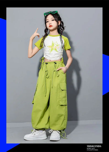 Girls Loose Cargo Pants with Belt for Daily Wear