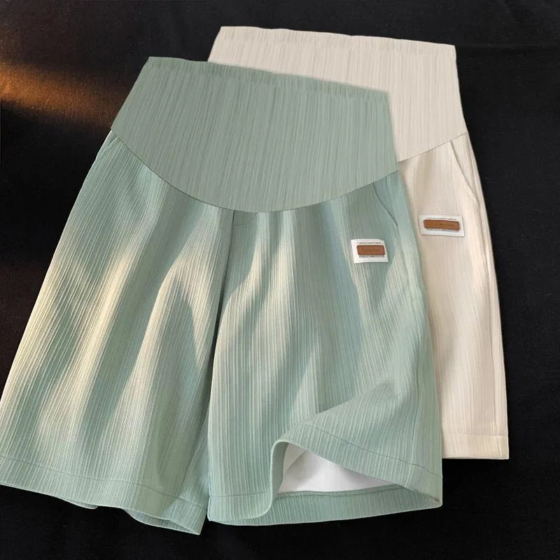 Knee-length Plus Size Maternity Ice Silk Shorts