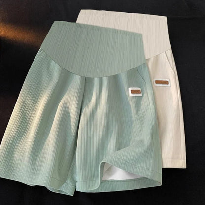 Knee-length Plus Size Maternity Ice Silk Shorts