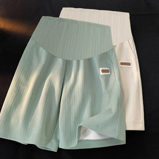 Knee-length Plus Size Maternity Ice Silk Shorts