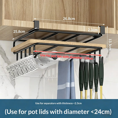 Steel Under Cabinet Organizer Rack with Hooks