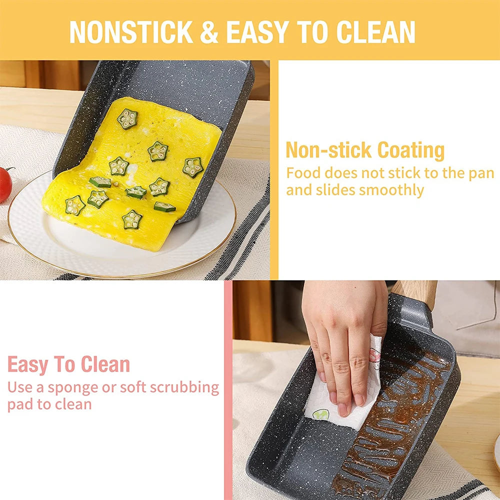 Nonstick Japanese Omelette Pan with Detachable Handle