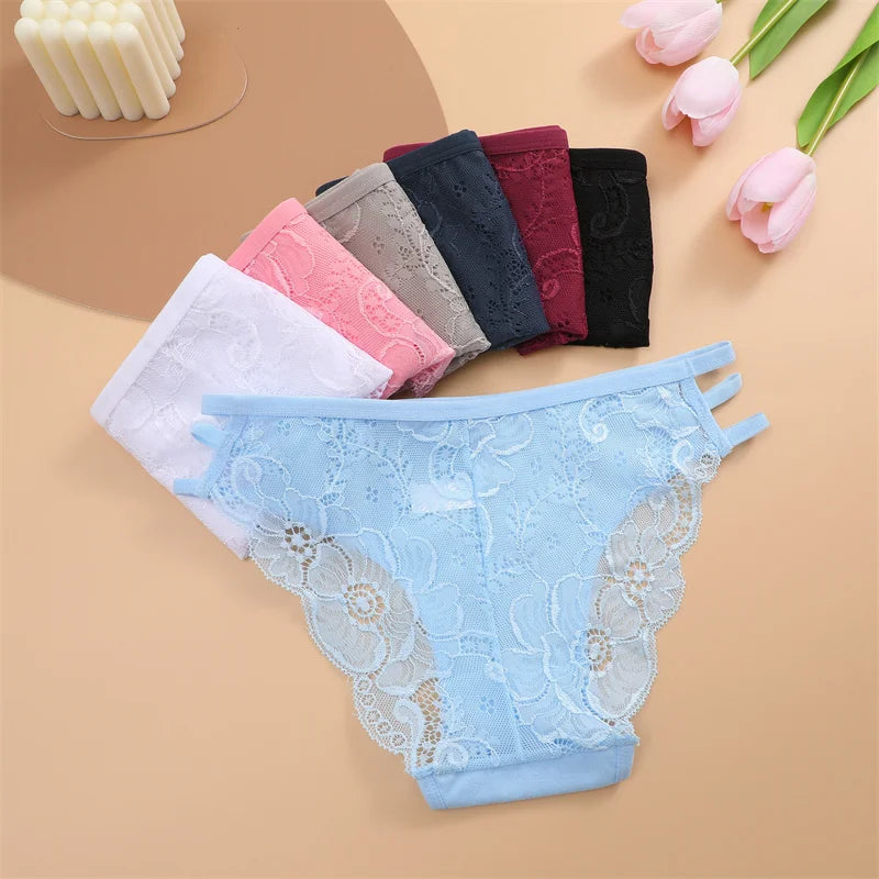 3PC Set Women's Floral Lace Low Rise Briefs