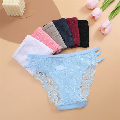 3PC Set Women's Floral Lace Low Rise Briefs