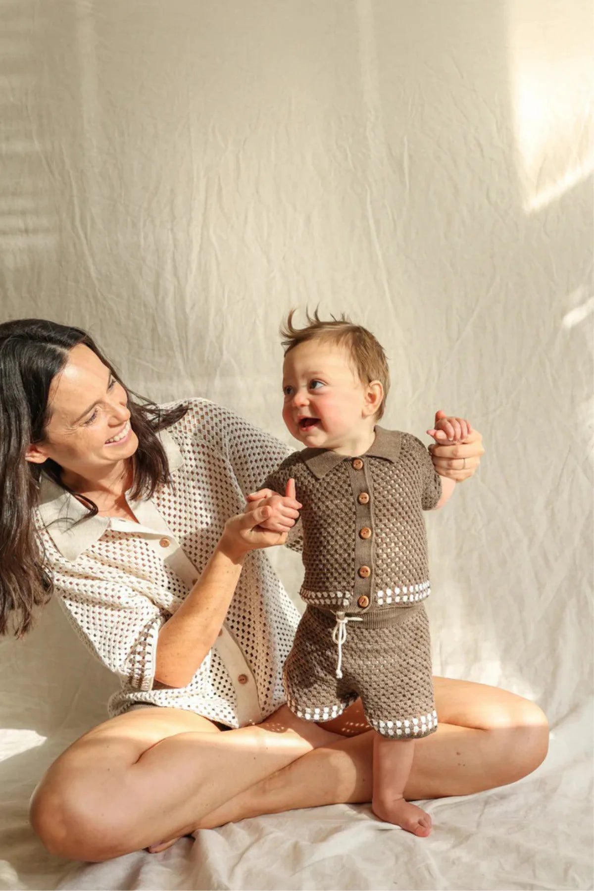 DGUKYM Summer Baby Knitted Sweater Cardigan Set