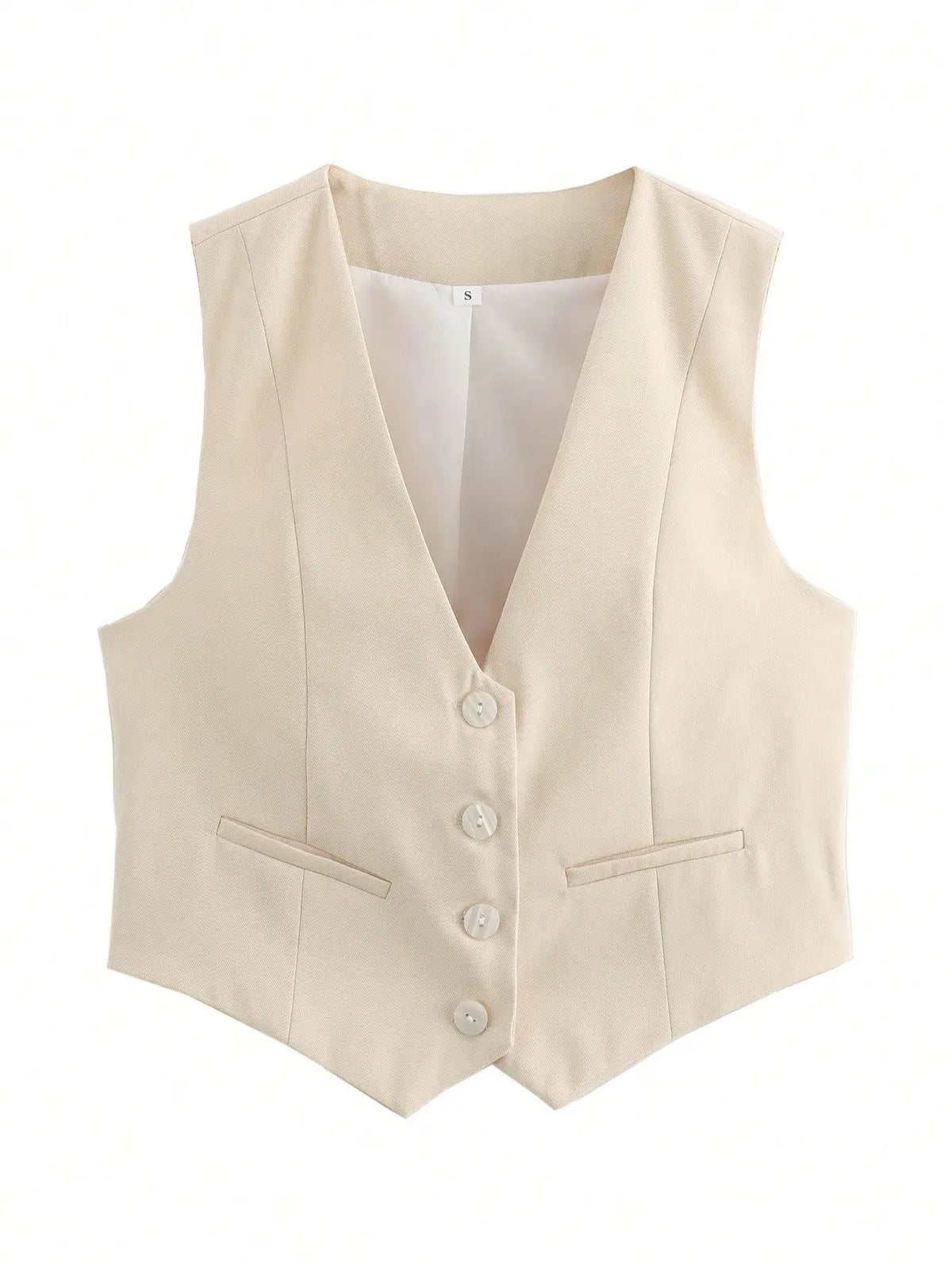 Women'S Solid Suit Vest Sleeveless Cropped Waistcoat