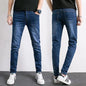 Mens Slim Fit Denim Pencil Pants Black White Stretch Jeans