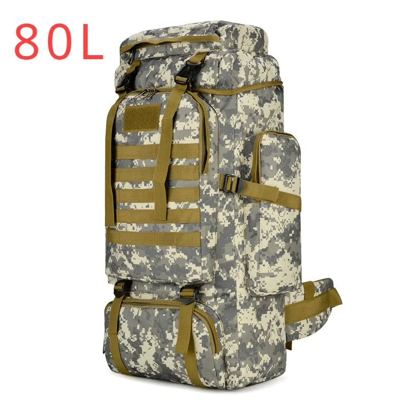 80L Tactical Mountaineering Backpack for Hiking Camping