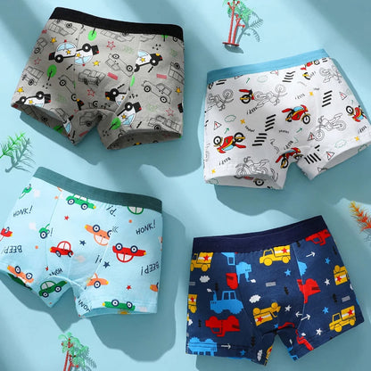 Boys Cotton Boxer Briefs with Dinosaur Print