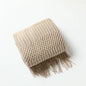 Khaki Knitted Acrylic Blanket with Tassels
