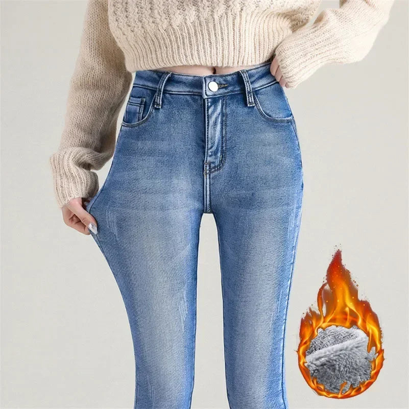 Women's Winter Plush Stretch Skinny Jeans