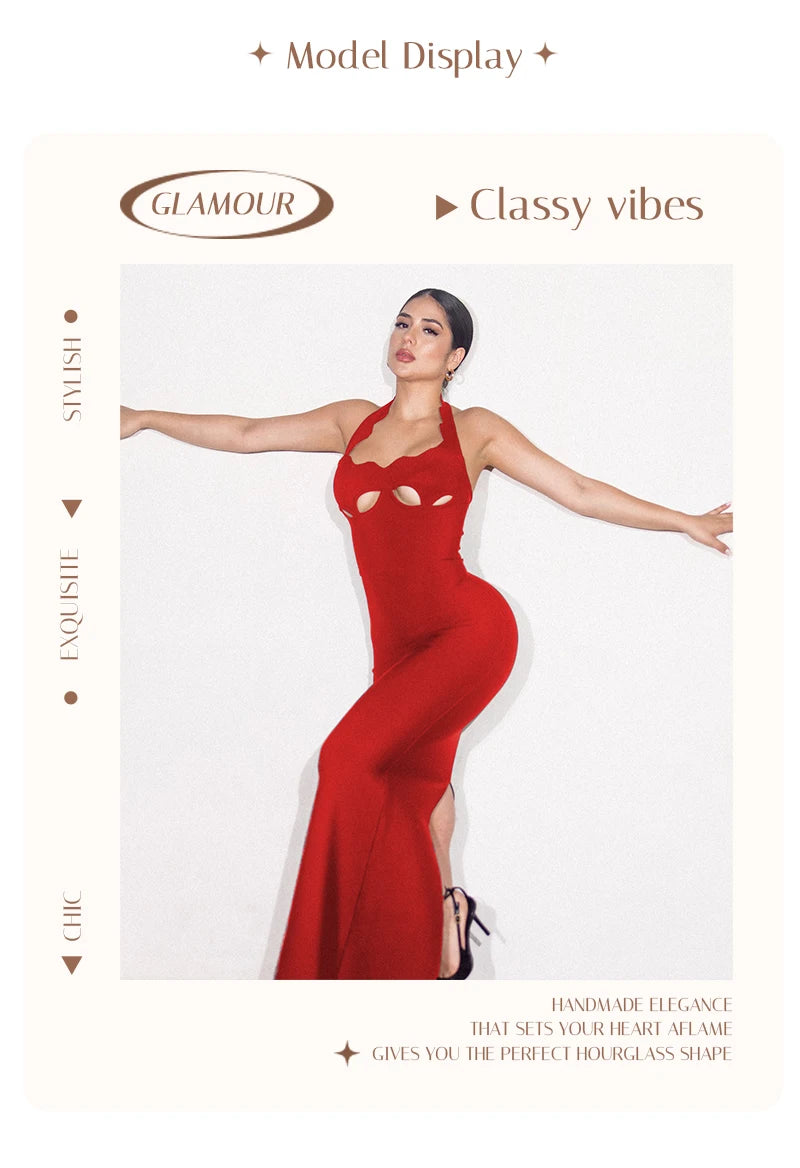 Elegant Black Halter Bodycon Dress for Women