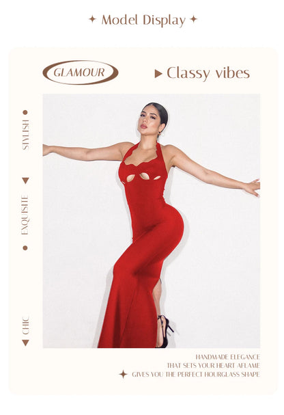 Elegant Black Halter Bodycon Dress for Women