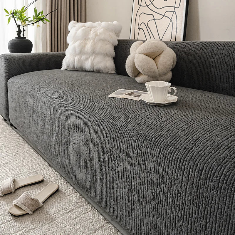 Jacquard Sofa Cover Thick Elastic for L-Shaped Sofa