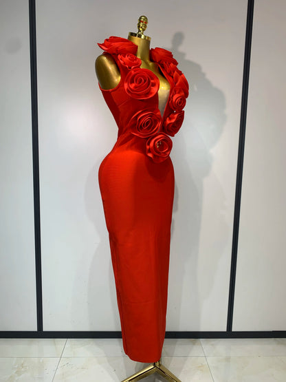 3D Flower Sleeveless Bodycon Bandage Dress Women