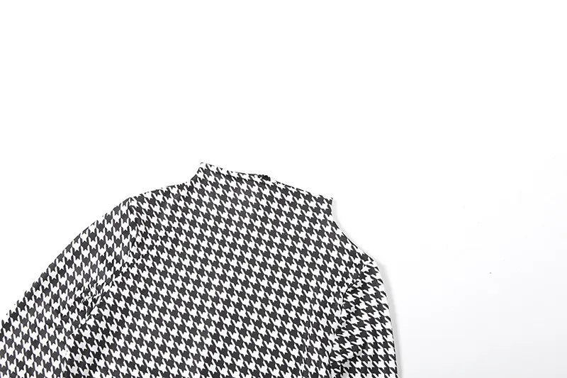 Plaid Bodycon Jumpsuit Women Turtleneck Fitness Clothing