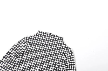 Plaid Bodycon Jumpsuit Women Turtleneck Fitness Clothing