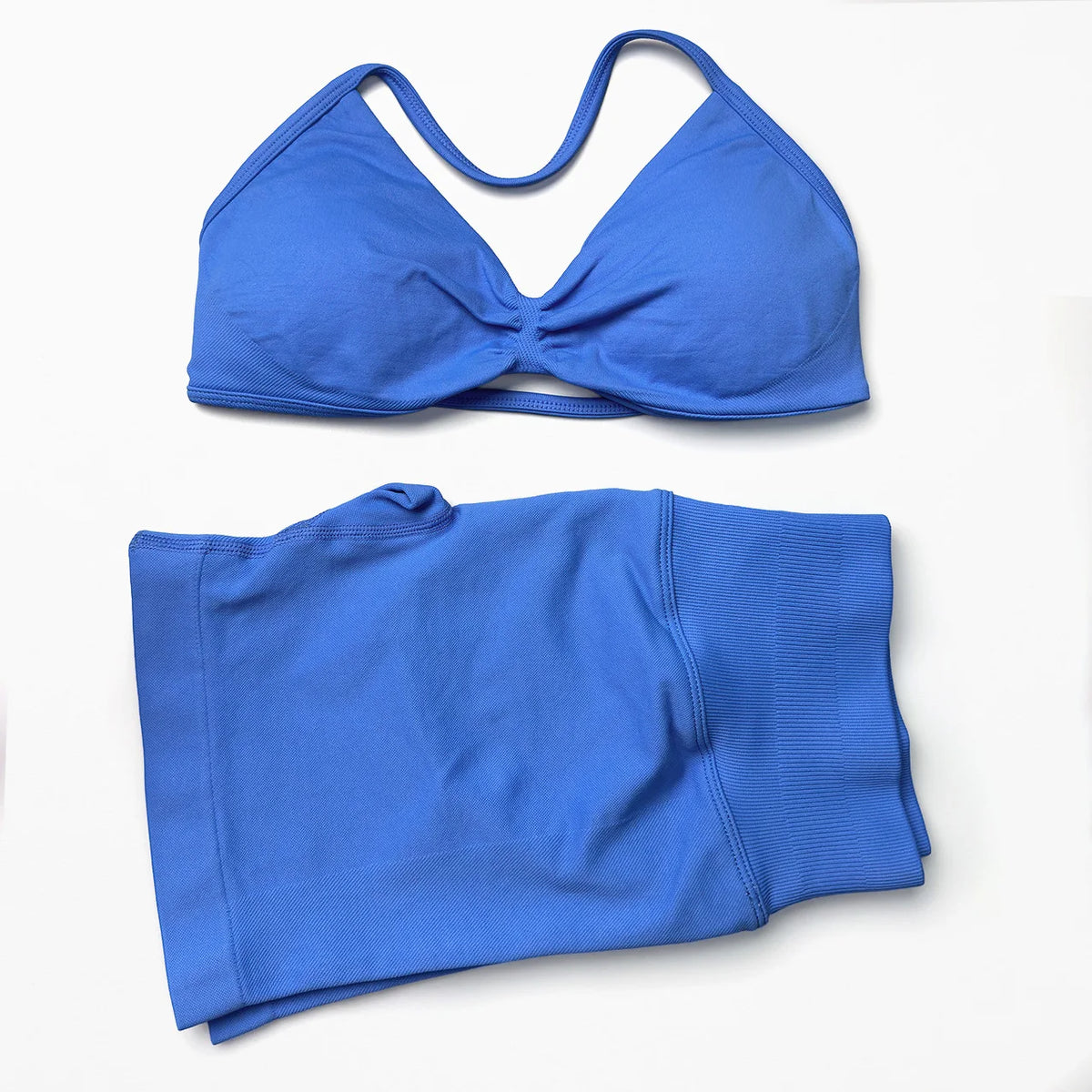 Seamless Strappy Yoga Bra and Scrunch Butt Shorts Set