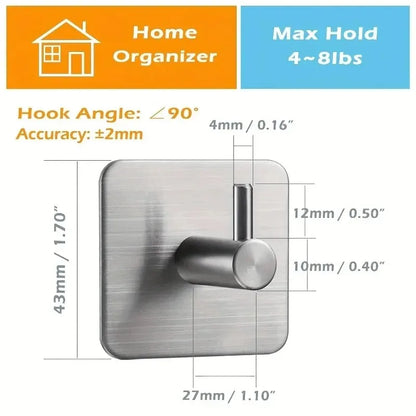 Adhesive Heavy Duty Wall Hook Waterproof Iron