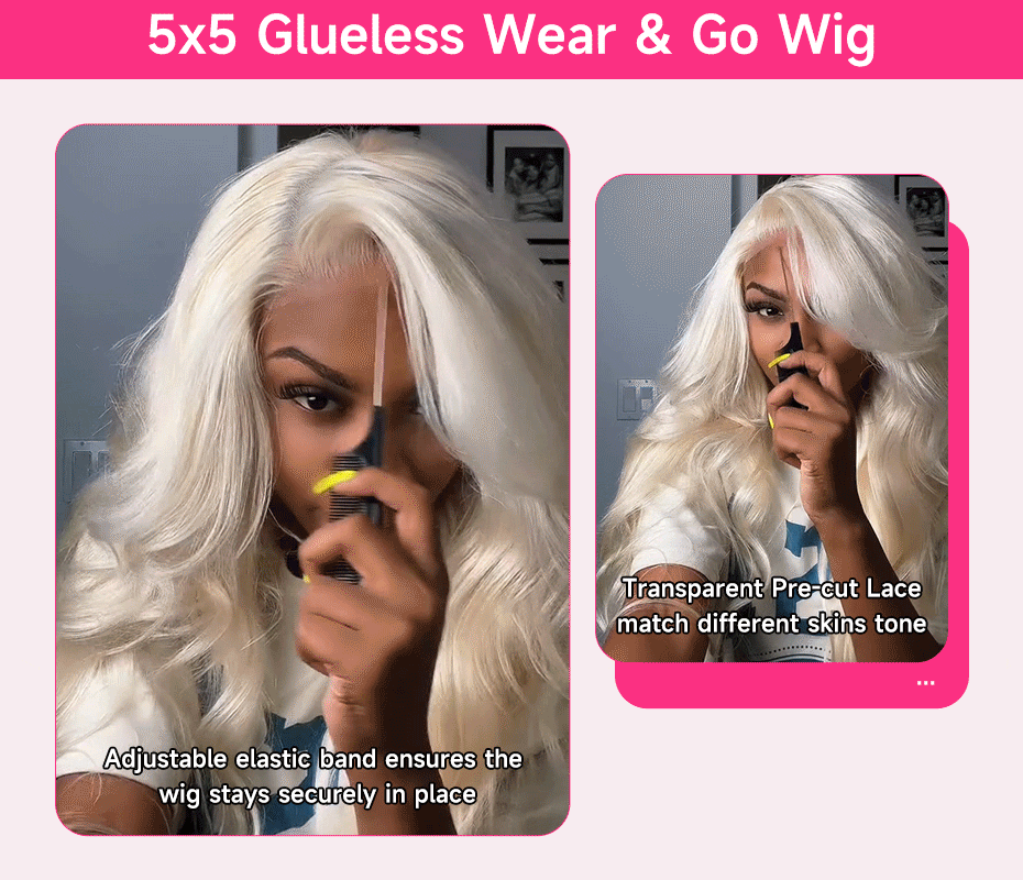 613 Glueless Human Hair Lace Closure Wig Blonde Straight