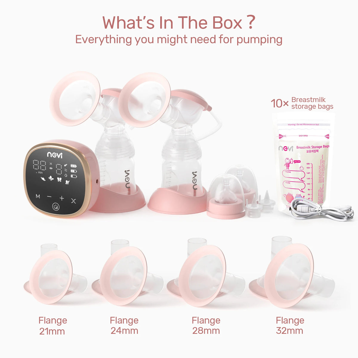NCVI Double Electric Breast Pump with 4 Modes and LED Display
