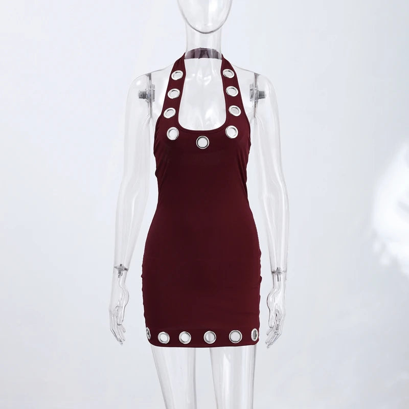 Halter Cutout Mini Dress for Women in Polyester