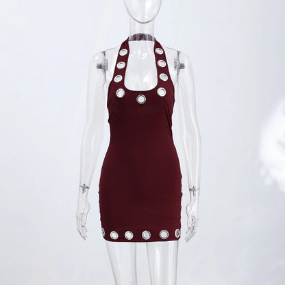 Halter Cutout Mini Dress for Women in Polyester
