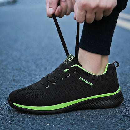 YRZL Black Knit Sneakers for Men Athletic Casual Shoes