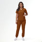 Stretchy V-Neck Nurse Scrub Set Jogger Pants