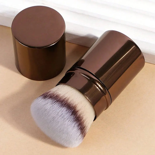 Retractable Makeup Brush with Synthetic Hair