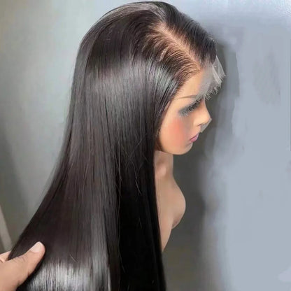 220 Density Bone Straight HD Lace Frontal Wig Natural Black