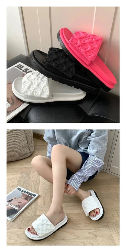 Ladies Canvas Flat Slippers Summer Sandals for Women