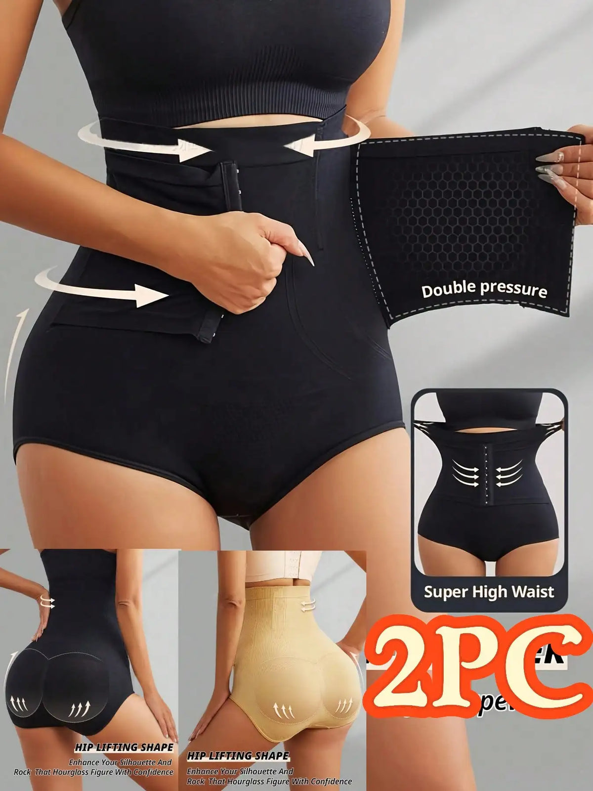 Seamless High Waist Compression Panty Briefs Apricot