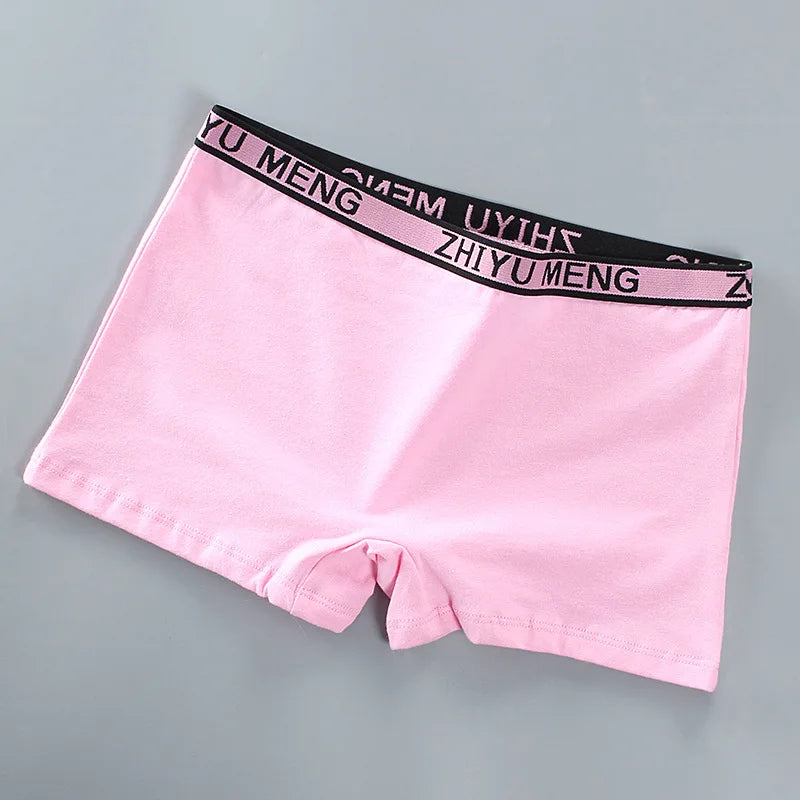 Teenage Girls Cotton Panties Solid Color Mid Waist Briefs