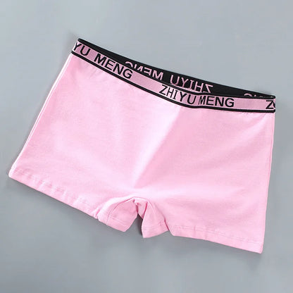 Teenage Girls Cotton Panties Solid Color Mid Waist Briefs