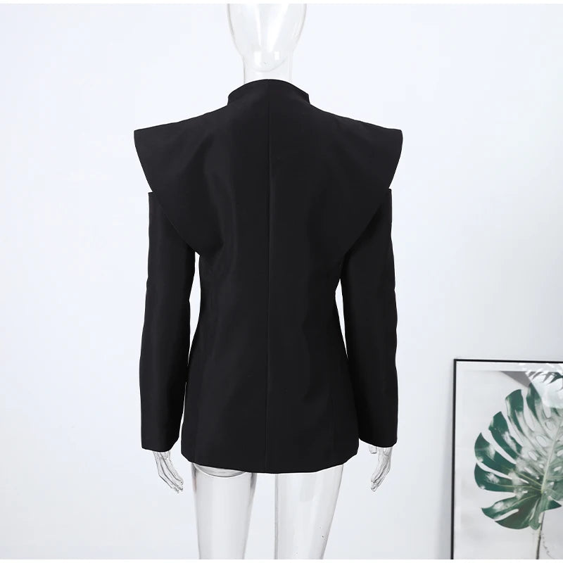 Cold Shoulder Blazer Double Breasted Women Jacket