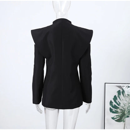 Cold Shoulder Blazer Double Breasted Women Jacket