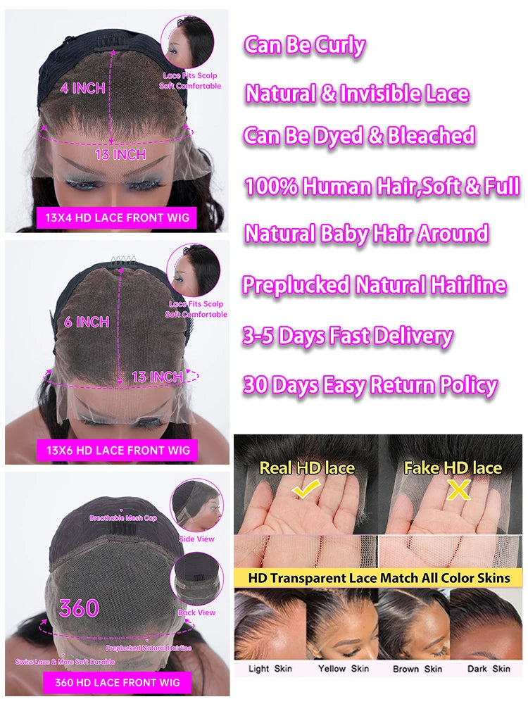 200% Real Density Deep Wave Lace Frontal Wig 30 Inch Human Hair