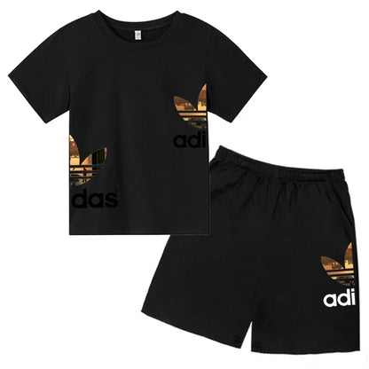 Kids Casual O-neck T-shirt and Pants Set