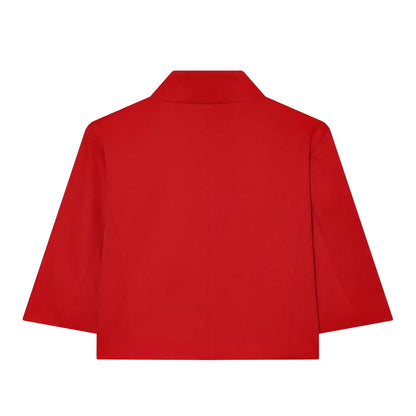 Ladies Short Sleeve Blazer Polyester Stand-up Collar