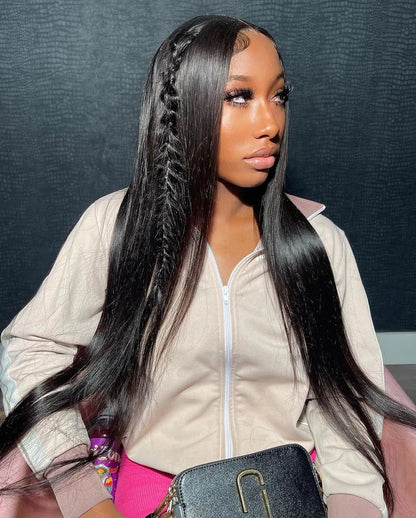 40 Inch Bone Straight Human Hair Wig Brazilian Lace Front Wig
