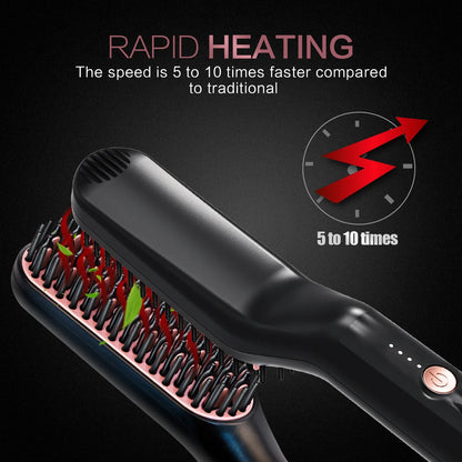Men's Electric Beard Straightener Brush Wet and Dry Styler