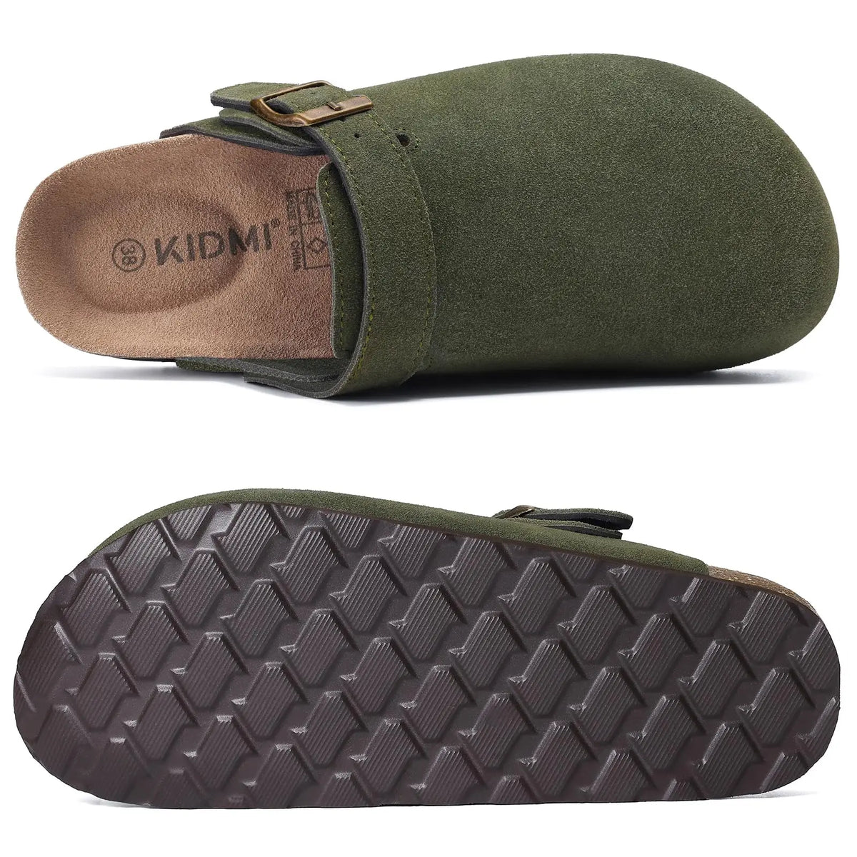 Genuine Leather Clogs with Cork Footbed for Women