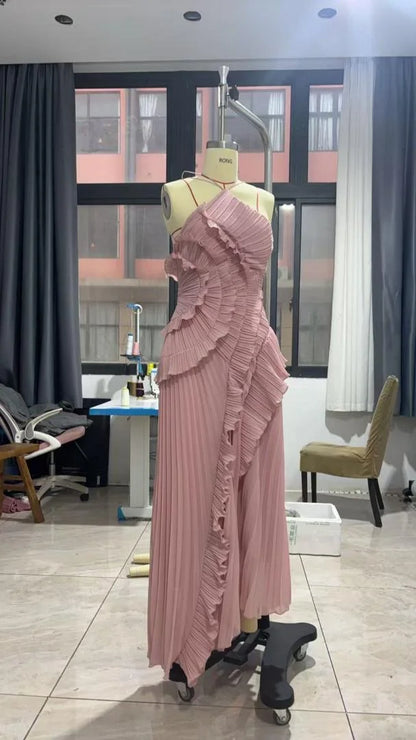Elegant Purple Chiffon A Line Backless Evening Dress